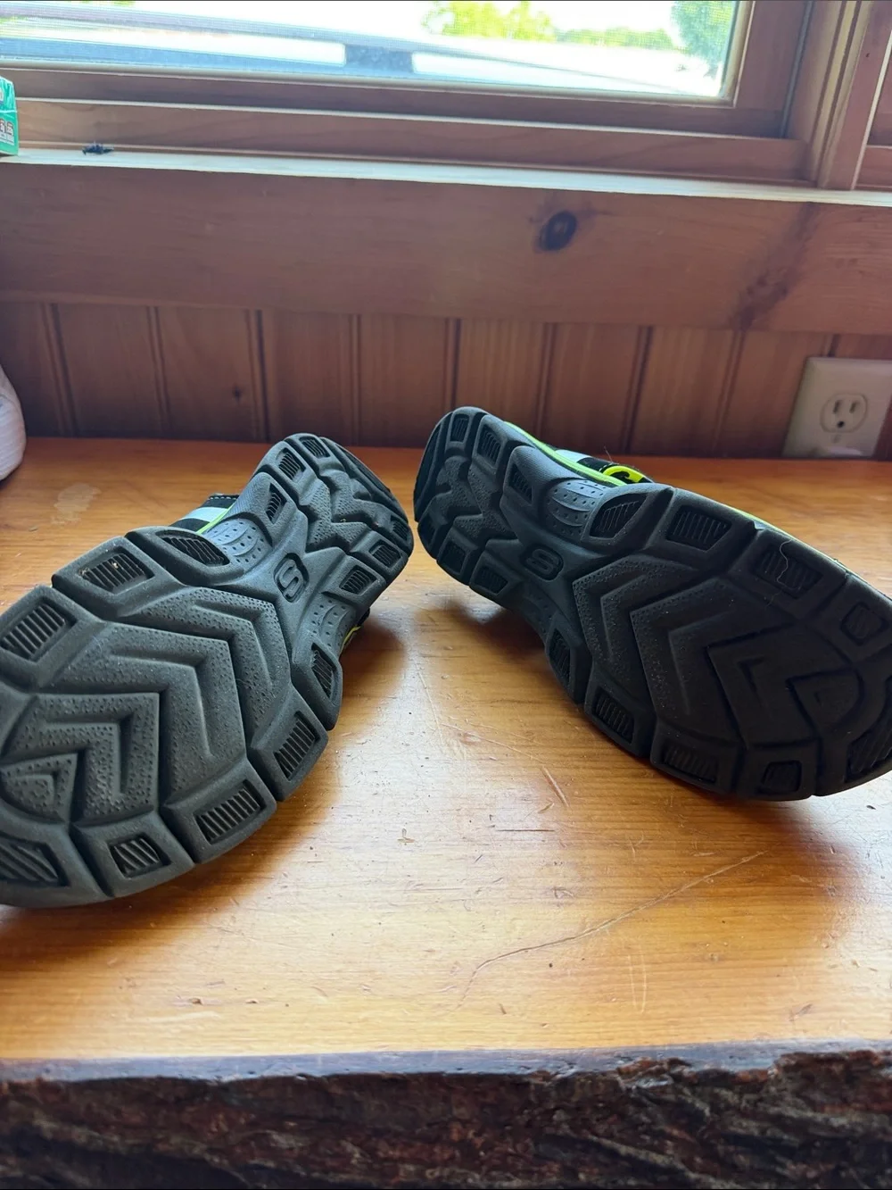 Skechers Kids Black and Neon Green Athletic Closed-Toe Sandals